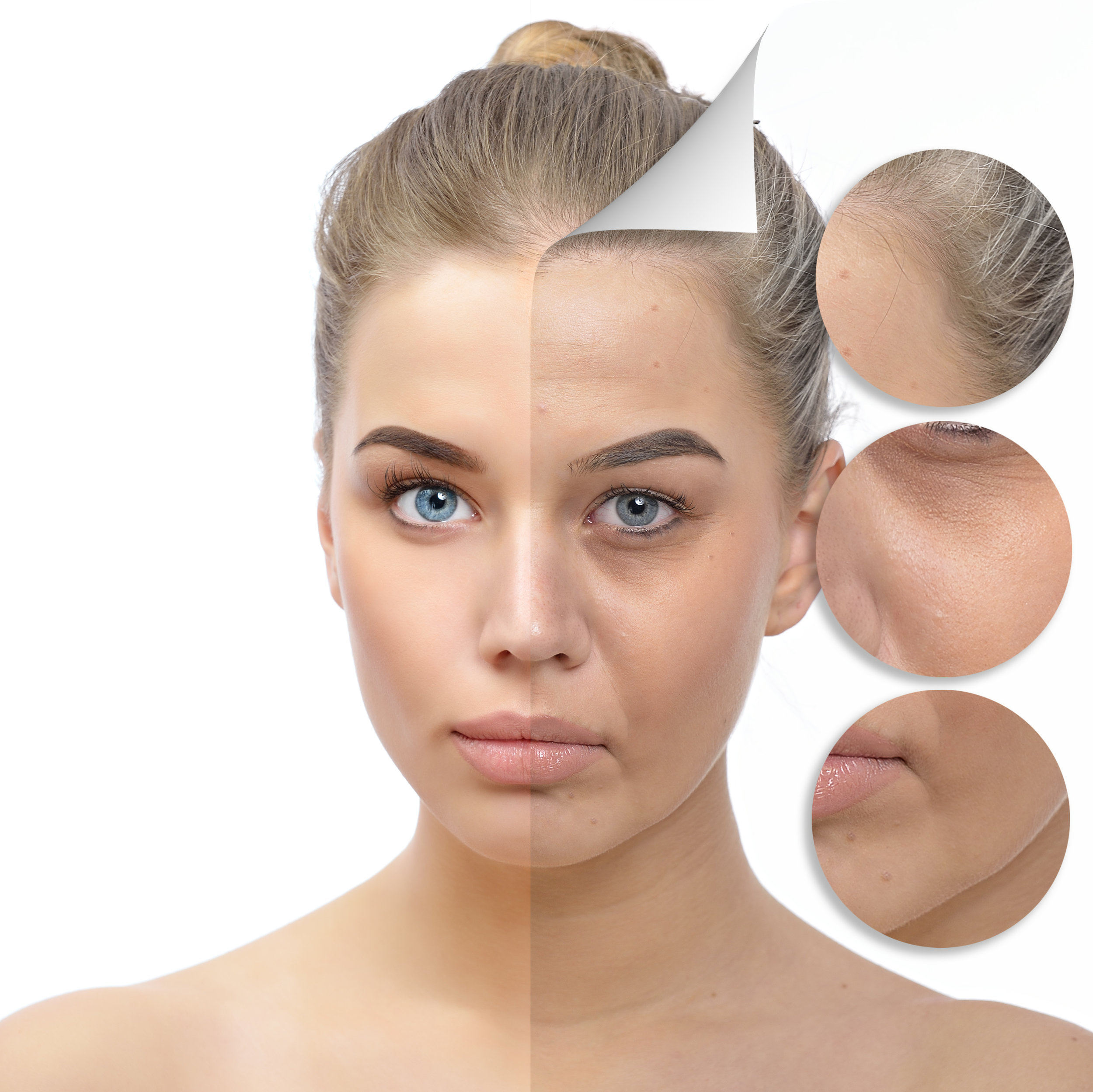 Anti-aging concept. Portrait of beautiful woman with problem and