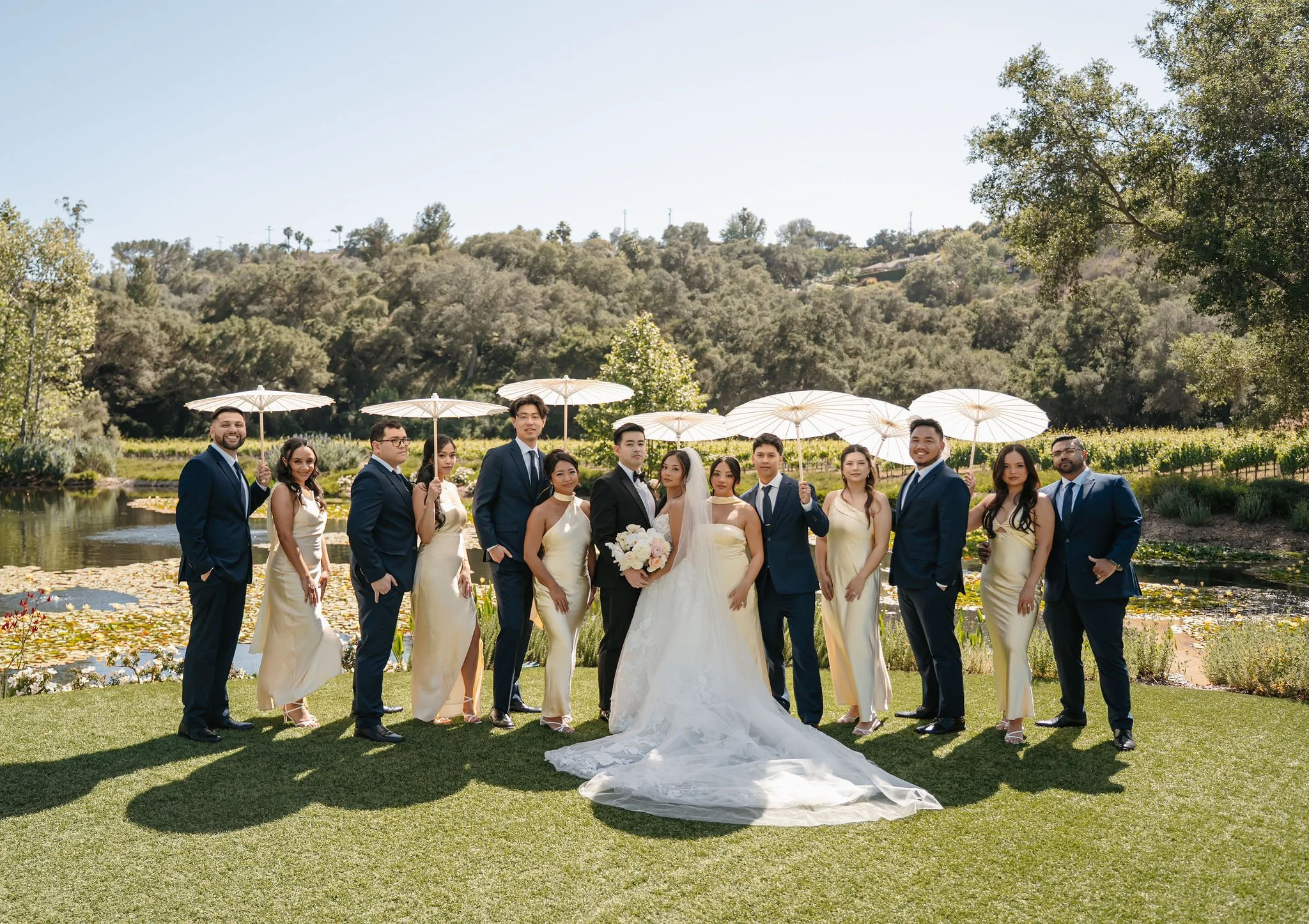 moserate-winery-wedding-party-pond-portrait