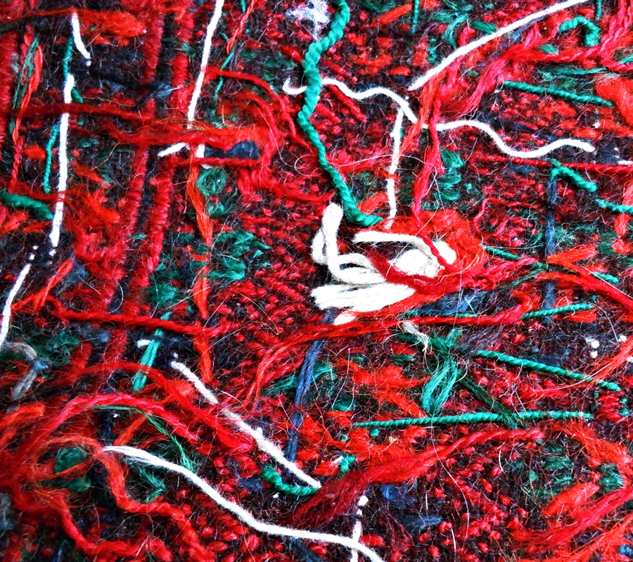 The tangled back of the tapestry. This is often our view of our lives and the four types of threads that our lives are made up of: people, places, passions, and pain.