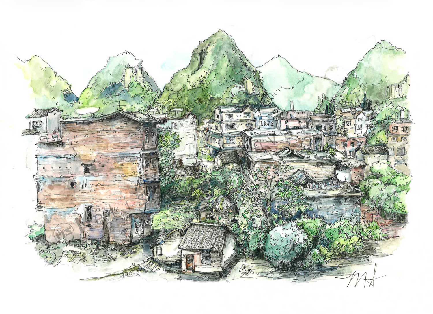 Villagescape.Yangshuo.China.300dpi.9.4x12.6in.jpg