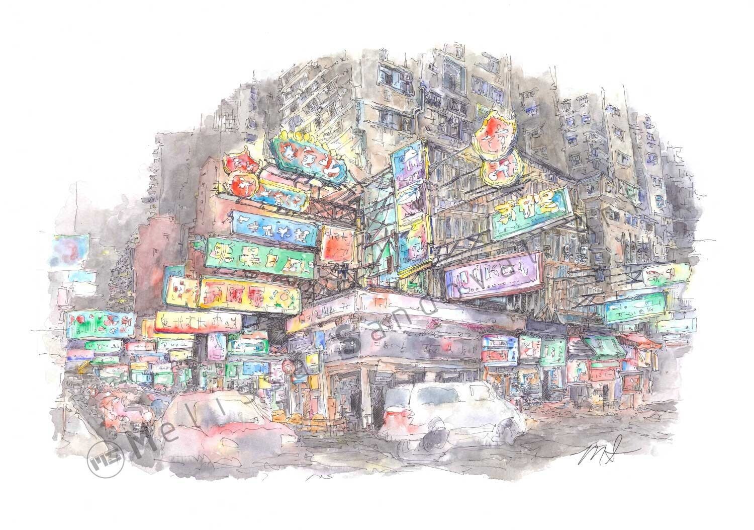 Hong Kong Cityscape Neon Signs