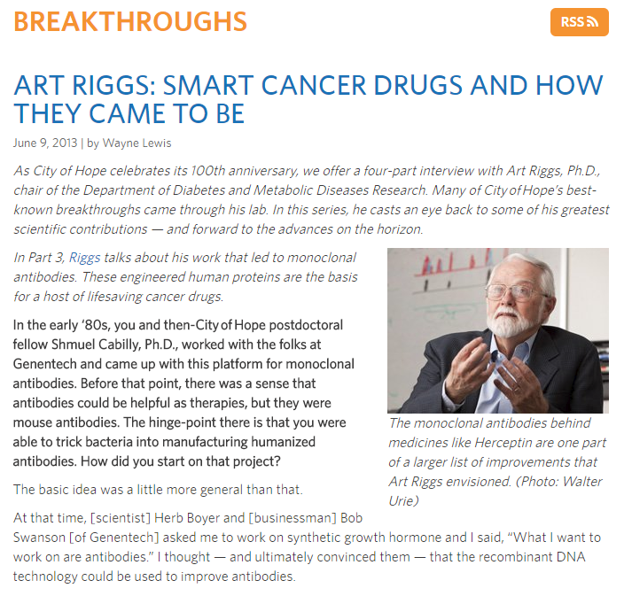 Art Riggs: Smart Cancer Drugs and How They Came to Be