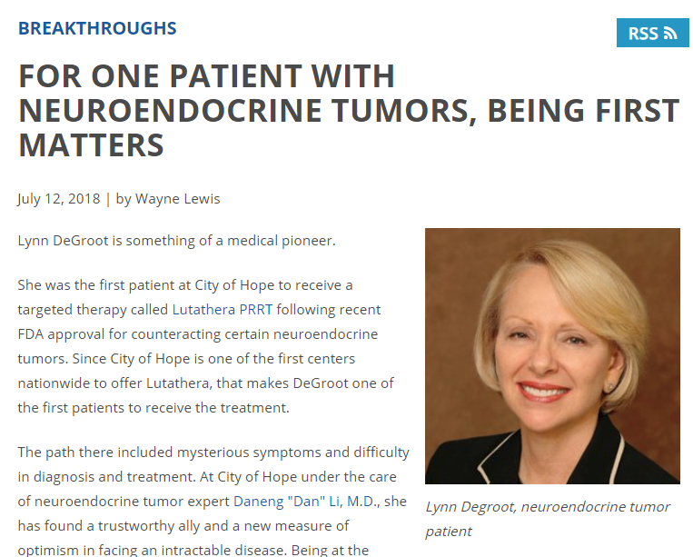 For One Patient with Neuroendocrine Tumors, Being First Matters