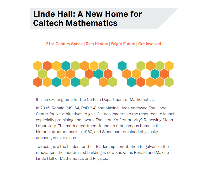 Linde Hall: A New Home for Caltech Mathematics