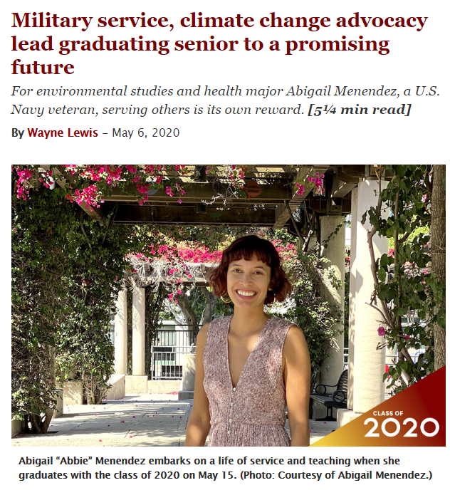 Military service, climate change advocacy lead graduating senior to a promising future