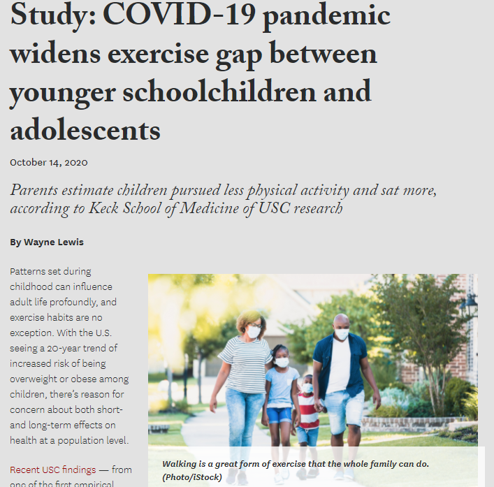 Study: COVID-19 pandemic widens exercise gap between younger schoolchildren and adolescents