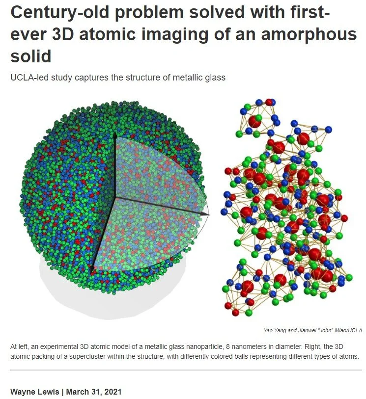 Century-old problem solved with first-ever 3D atomic imaging of an amorphous solid
