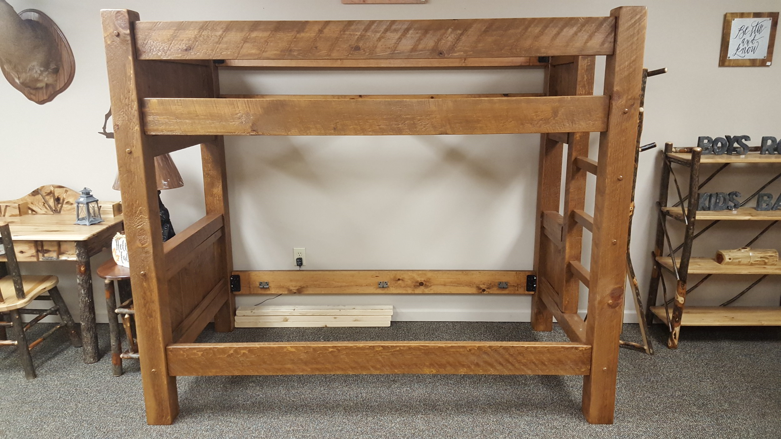 white timber bunk beds