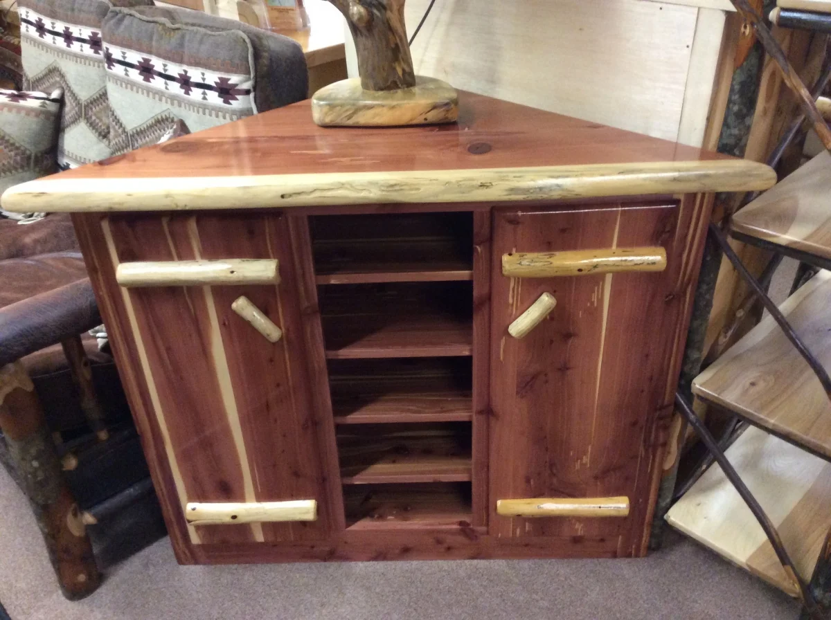 Red Cedar Corner TV Stand — EZ Mountain Rustic Furniture