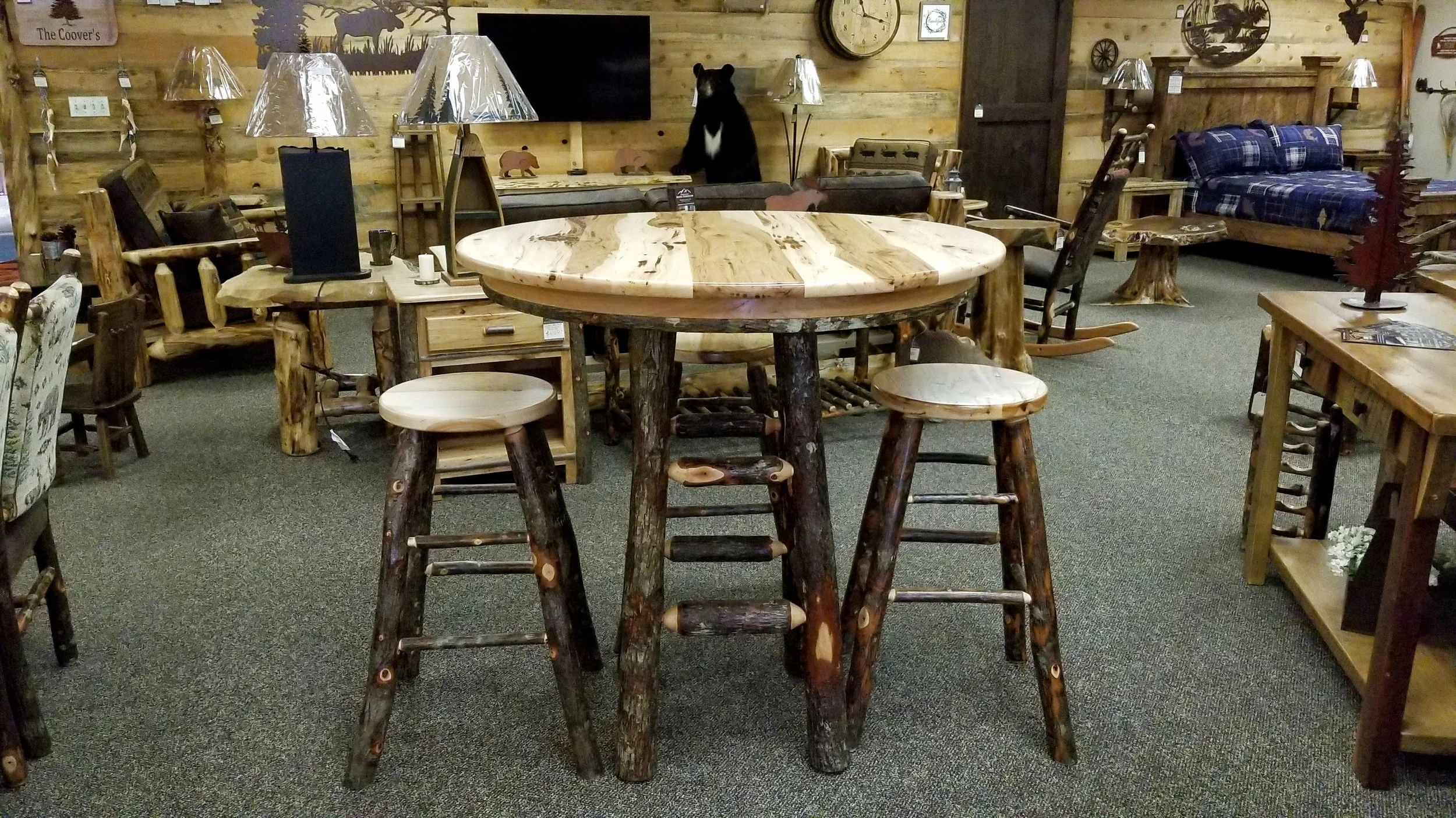 Hickory Log Pub Table — EZ Mountain Rustic Furniture