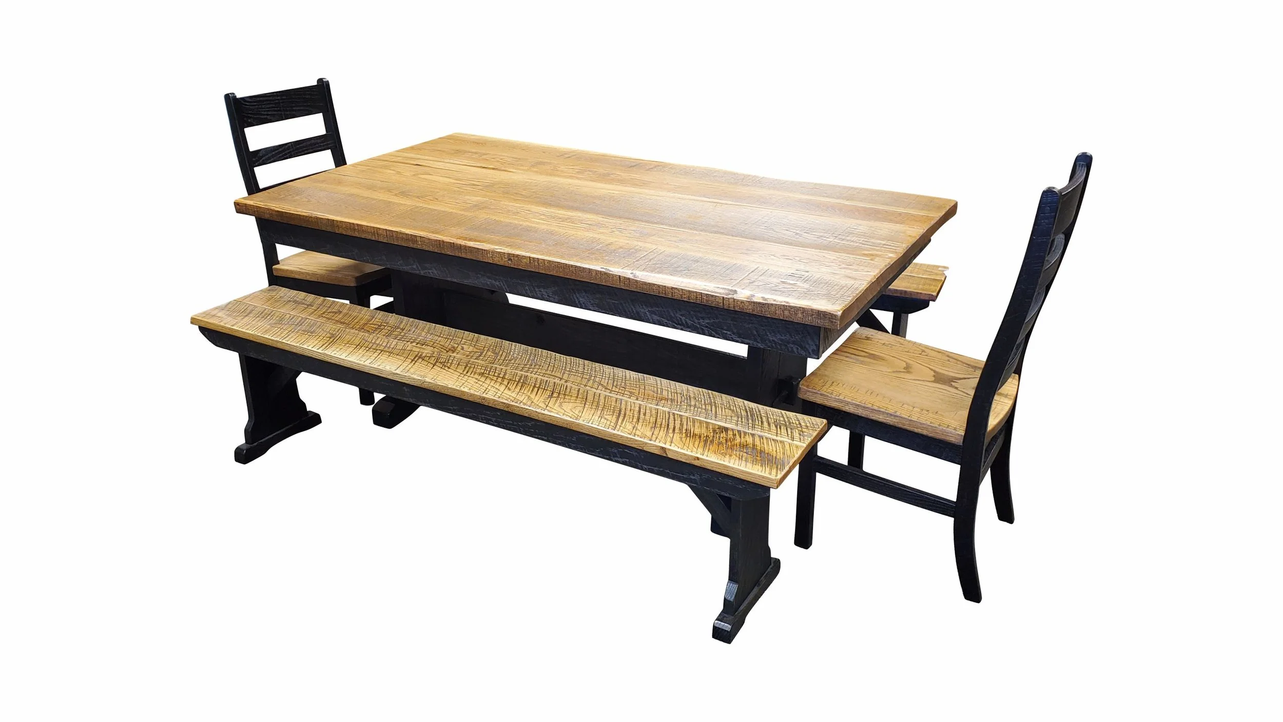 Rough Cut Oak Farmhouse Dining Set