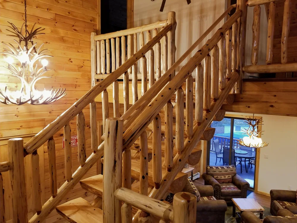 Red Cedar Log Stairs Cedar Half Log Staircase Homestead Timbers