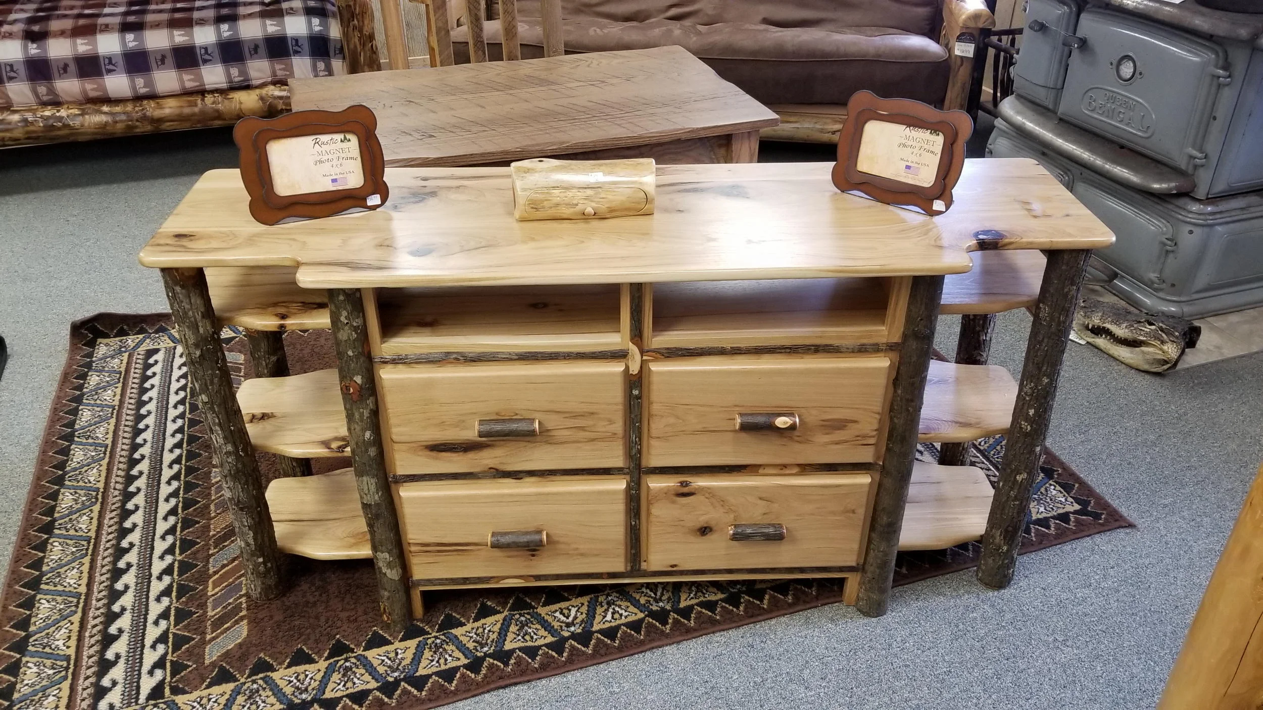 Hickory 60" TV Stand with 4 Drawers — EZ Mountain Rustic Furniture