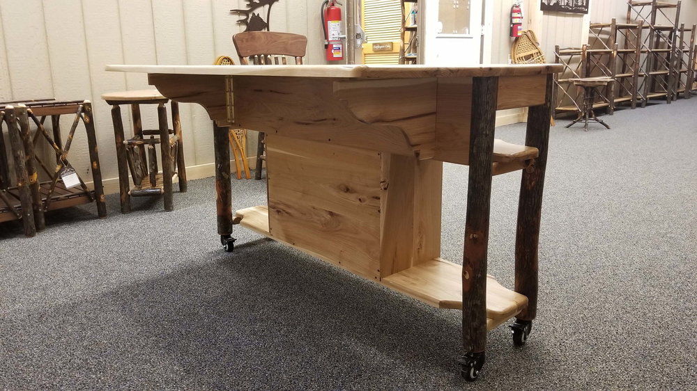 Hickory Kitchen Island W Drop Leaf Ez Mountain Rustic Furniture