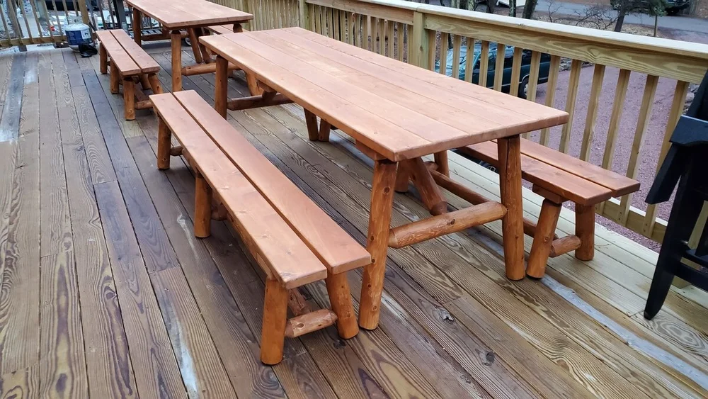 Long Cedar Outdoor Dining Set Cedar Wood Estate Patio Dining Set