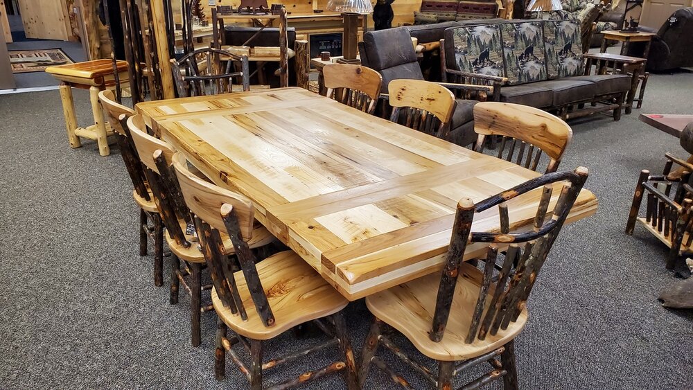 Ez Mountain Rustic Furniture, Hickory Dining Room Table And Chairs