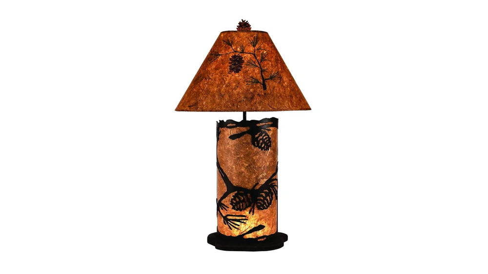 Kodiak Large Pine Cone Scene Table Lamp with Night Light — EZ - Main Image