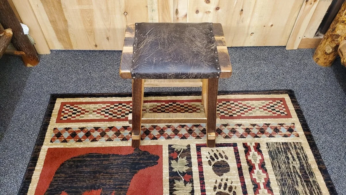 Barnwood Padded Saddle Bar Stool — EZ Mountain Rustic Furniture