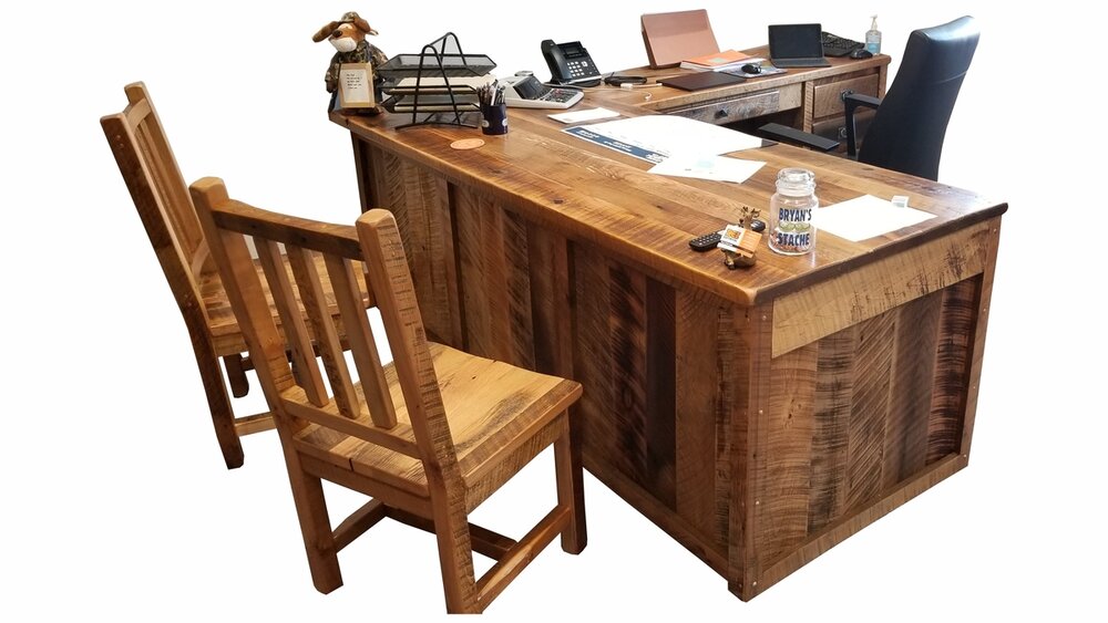 Barnwood L Shaped Desk Ez Mountain, L Shaped Dresser And Desk