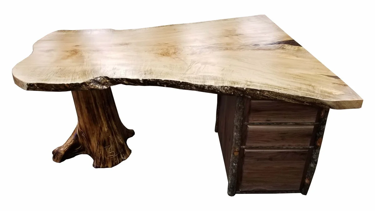 Maple Slab Desk with Stump Base