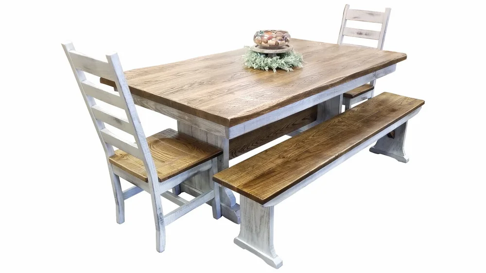Rough Cut Oak Farm Table Ez Mountain Rustic Furniture