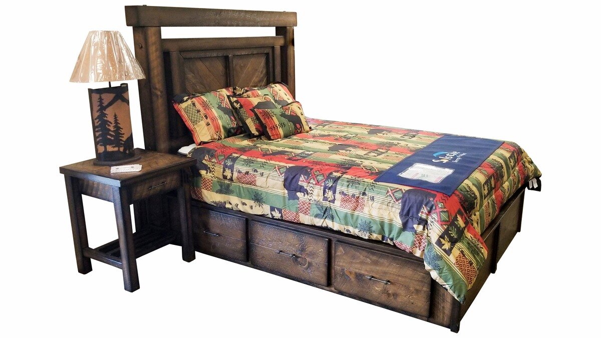 Timber Frame Platform Bed w/6 Drawers