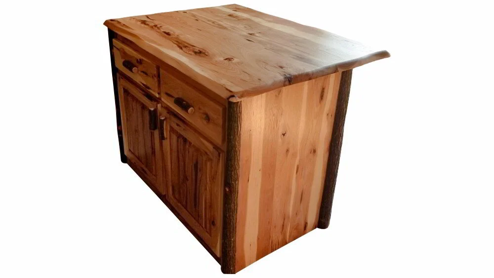 Hickory Kitchen Island w/Drop Leaf — EZ Mountain Rustic Furniture