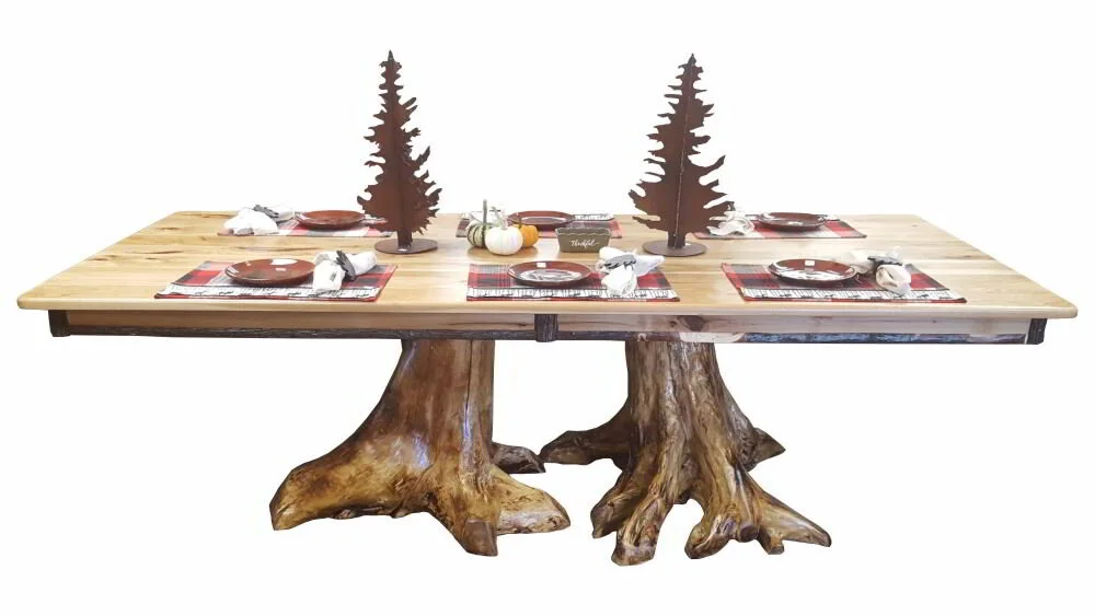 Hickory Table with Stump Base
