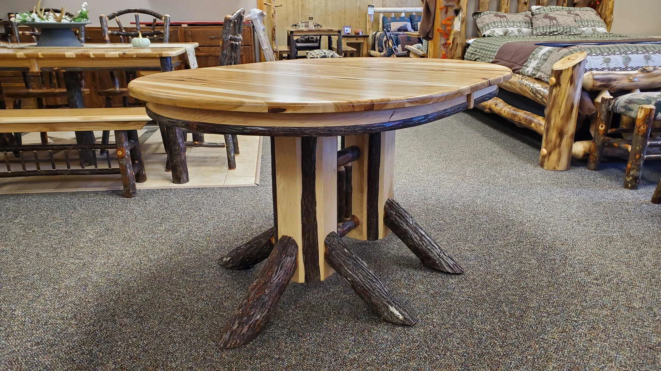 Rustic Hickory Log Dining Table — EZ Mountain Rustic Furniture