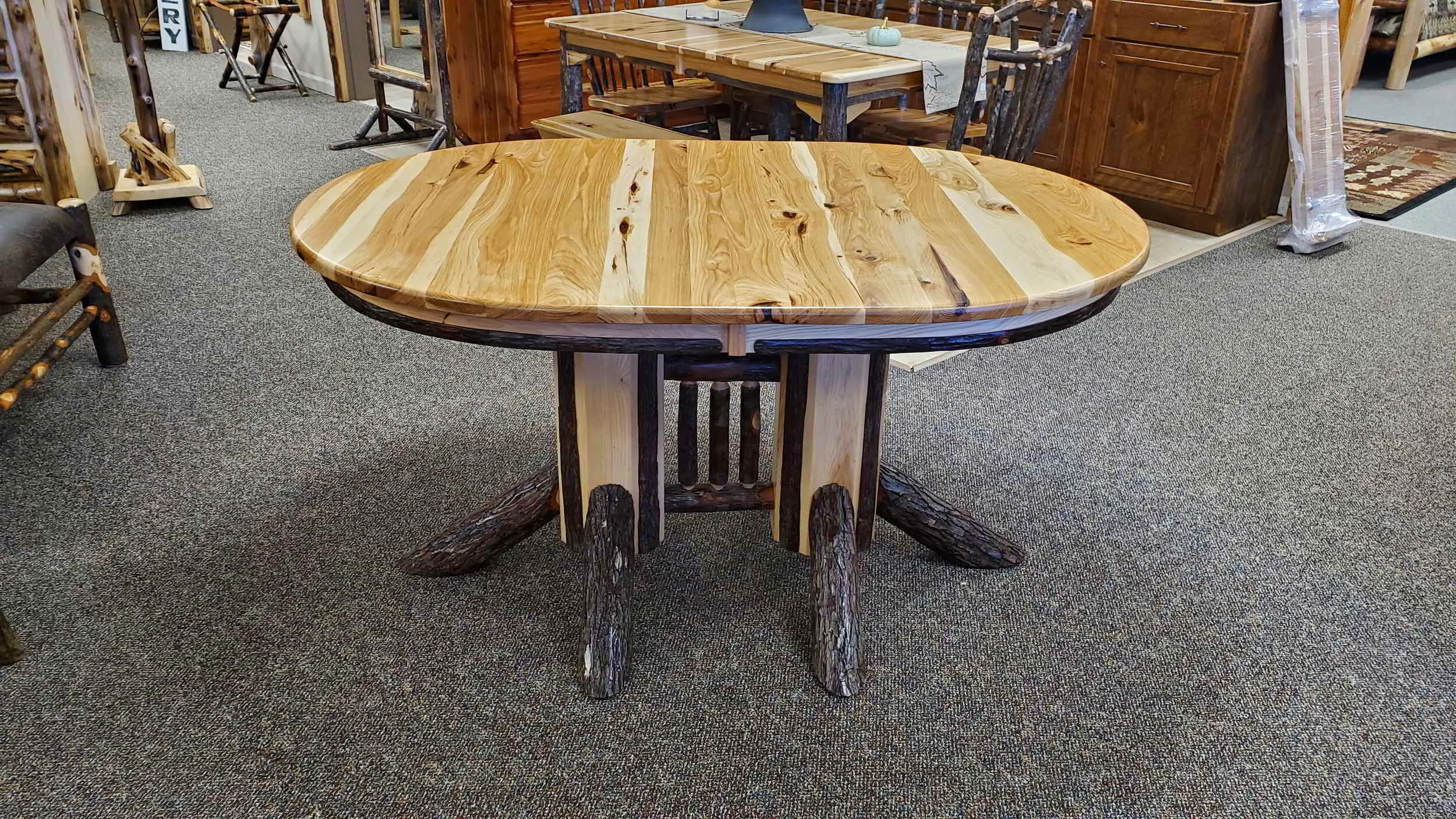 Hickory Table with Pedestal Base — EZ Mountain Rustic Furniture