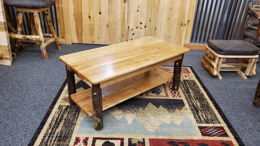 Rustic Hickory Coffee Tables Saranac Hickory End Table With Shelf