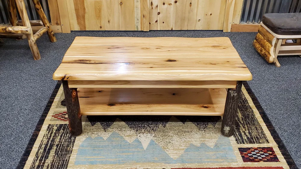 Rustic Hickory Coffee Tables Saranac Hickory End Table With Shelf