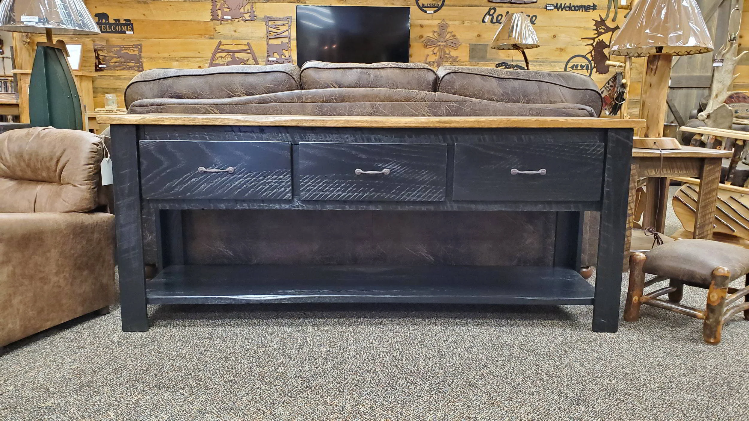 Rough Cut Buffet with 3 Drawers — EZ Mountain Rustic Furniture