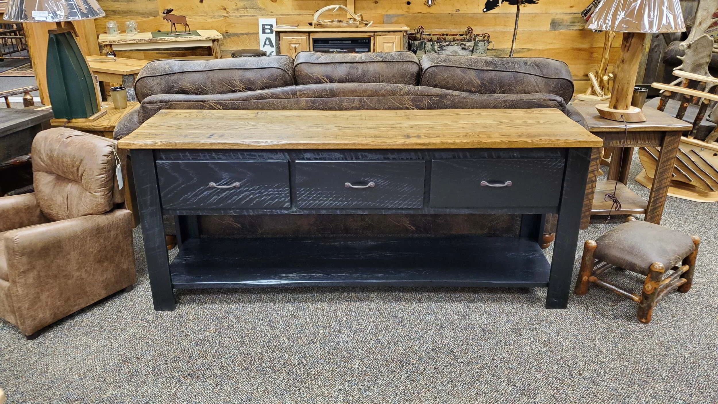 Rough Cut Buffet with 3 Drawers — EZ Mountain Rustic Furniture