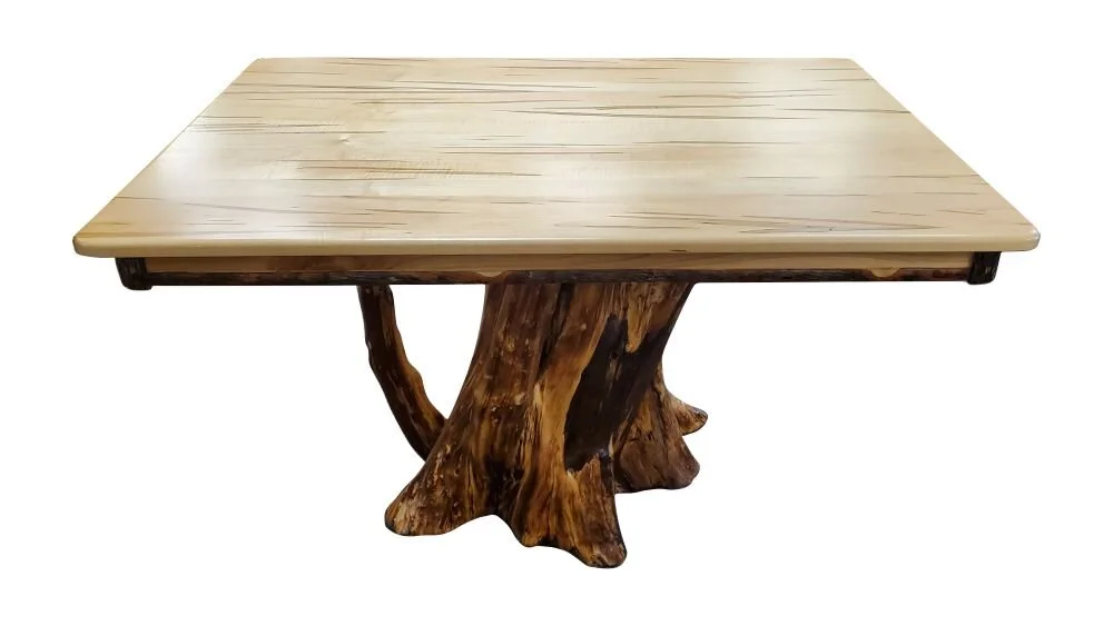Wormy Maple Dining Table with Stump Base