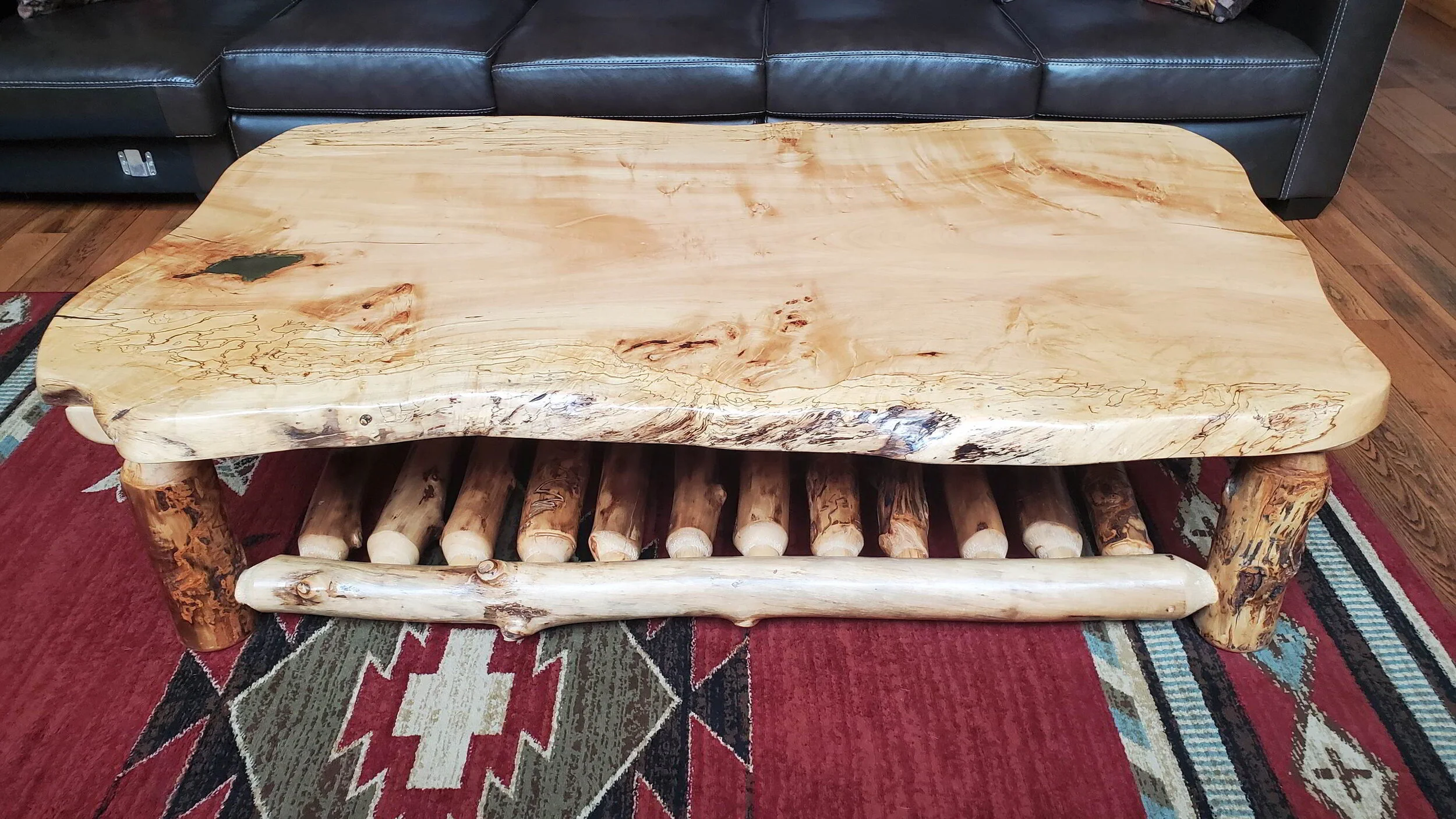 Rustic Maple Tables Maple Slab Coffee Table with Aspen Base — EZ Mountain Rustic Furniture