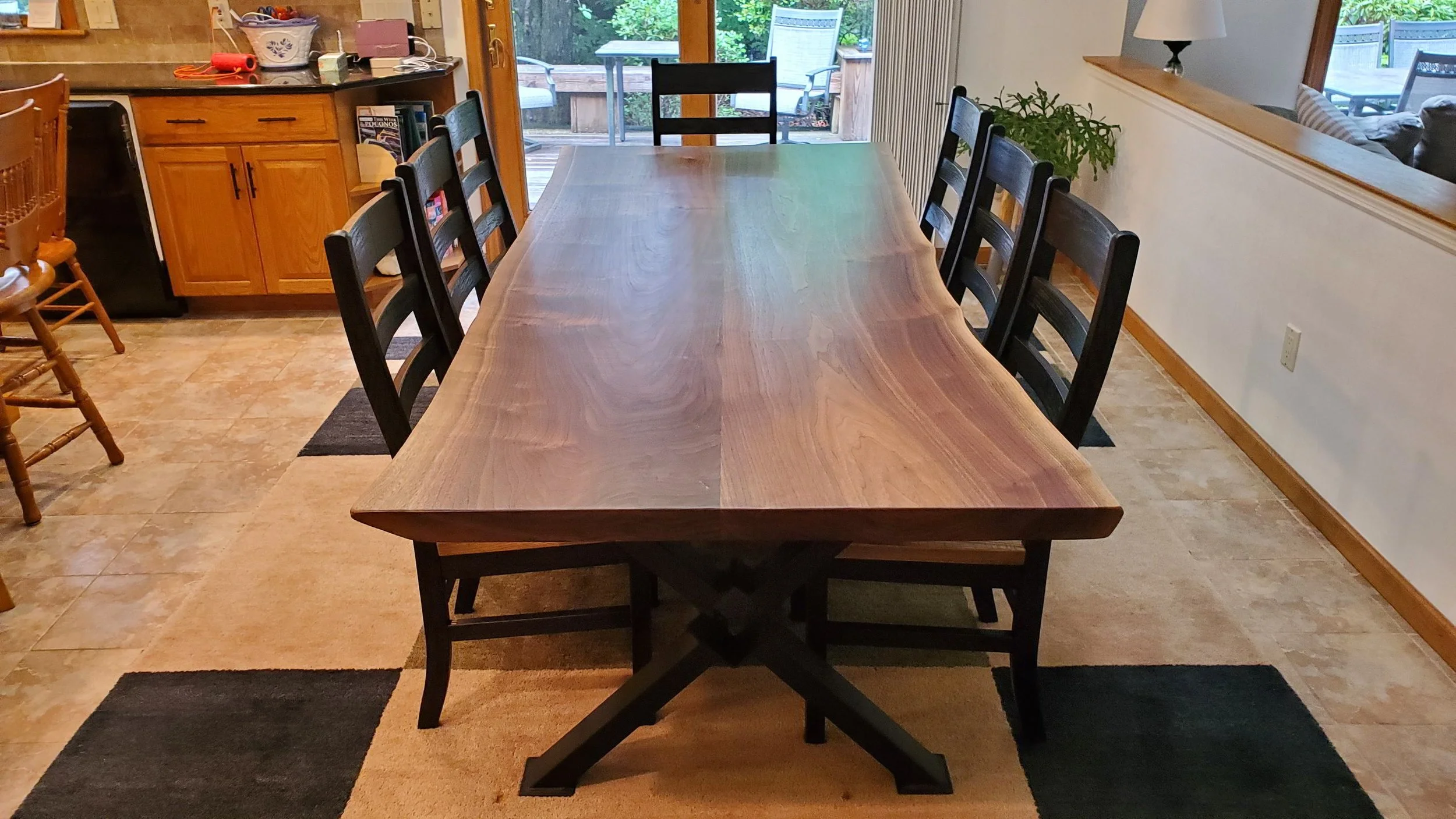 Black Walnut Slab Table with "X" Beam Base — EZ Mountain Rustic Furniture