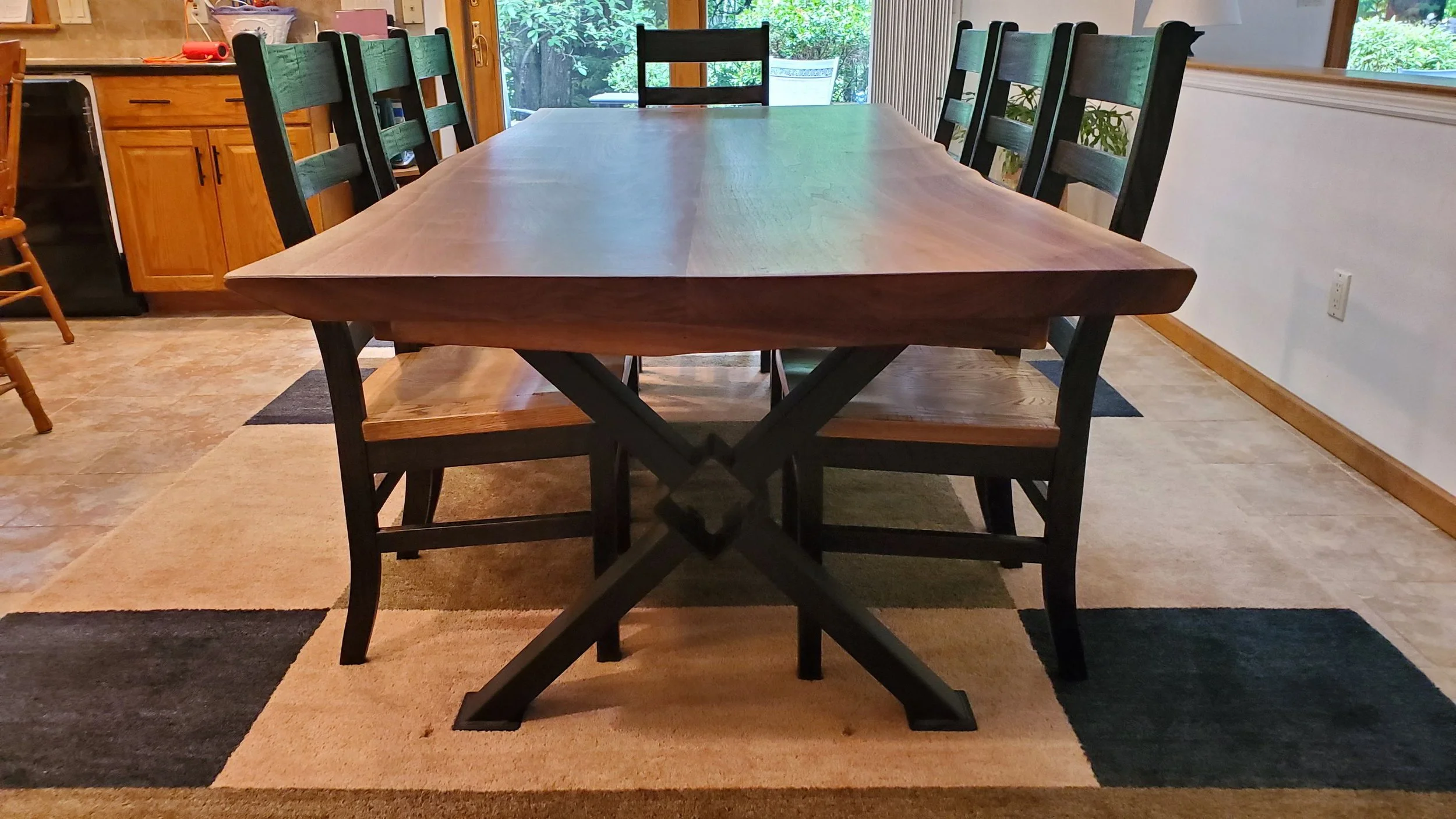 Black Walnut Slab Table with "X" Beam Base — EZ Mountain Rustic Furniture