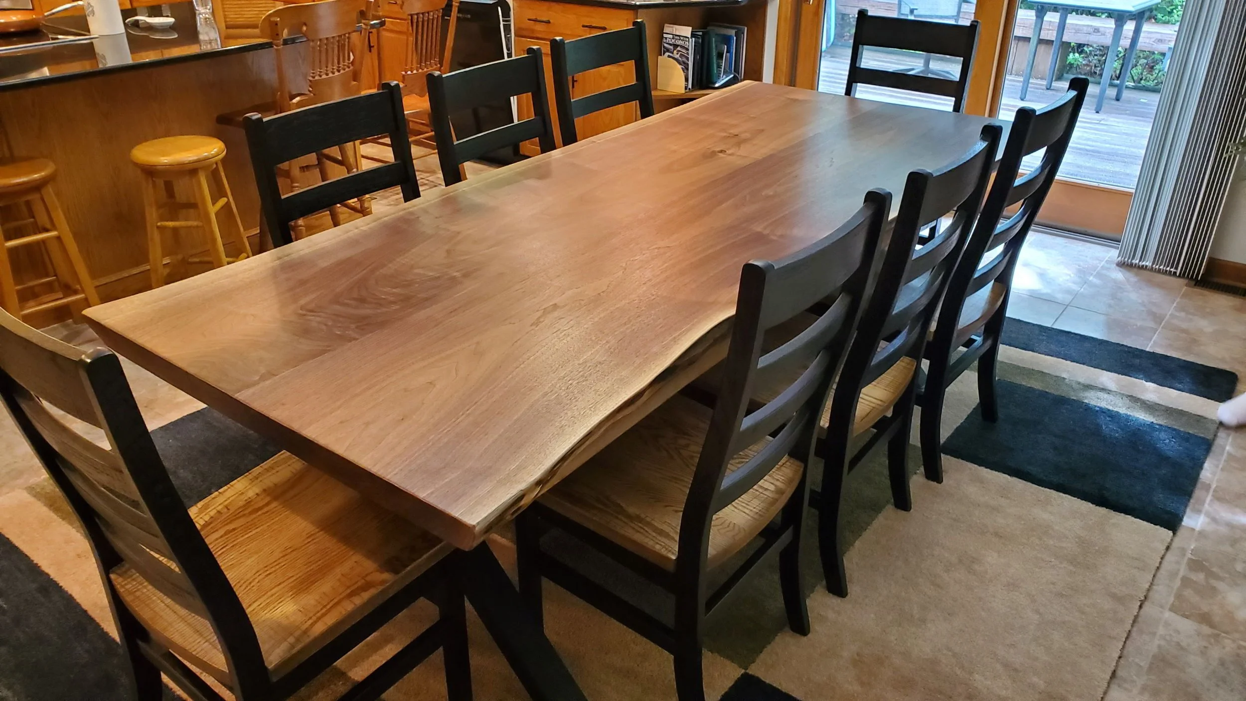 Black Walnut Slab Table with "X" Beam Base — EZ Mountain Rustic Furniture
