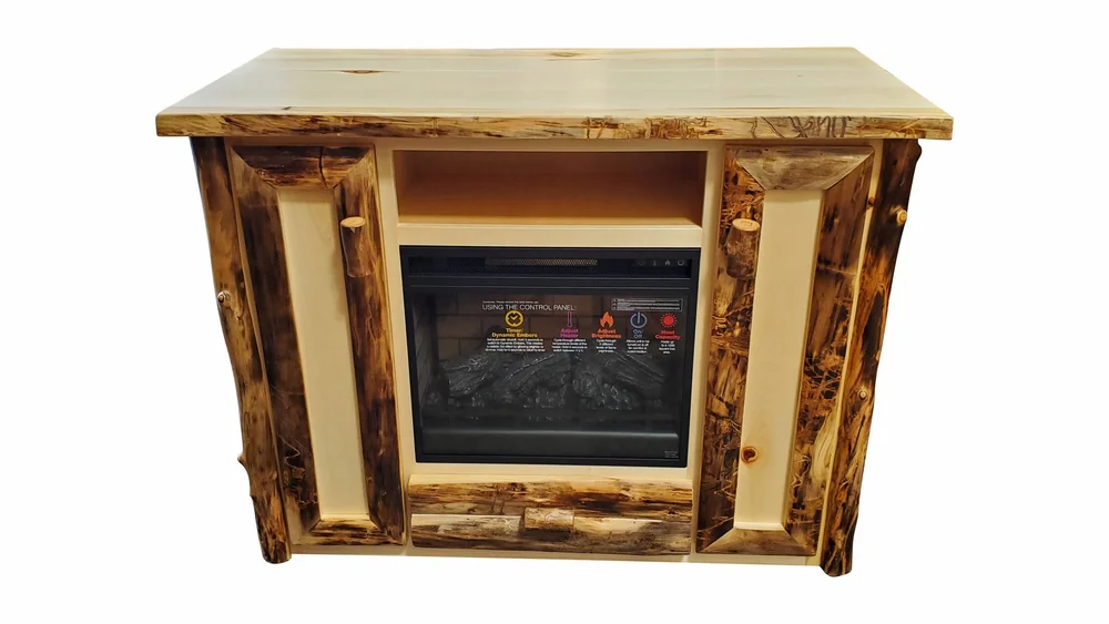 Aspen TV Stand with Fireplace — EZ Mountain Rustic Furniture