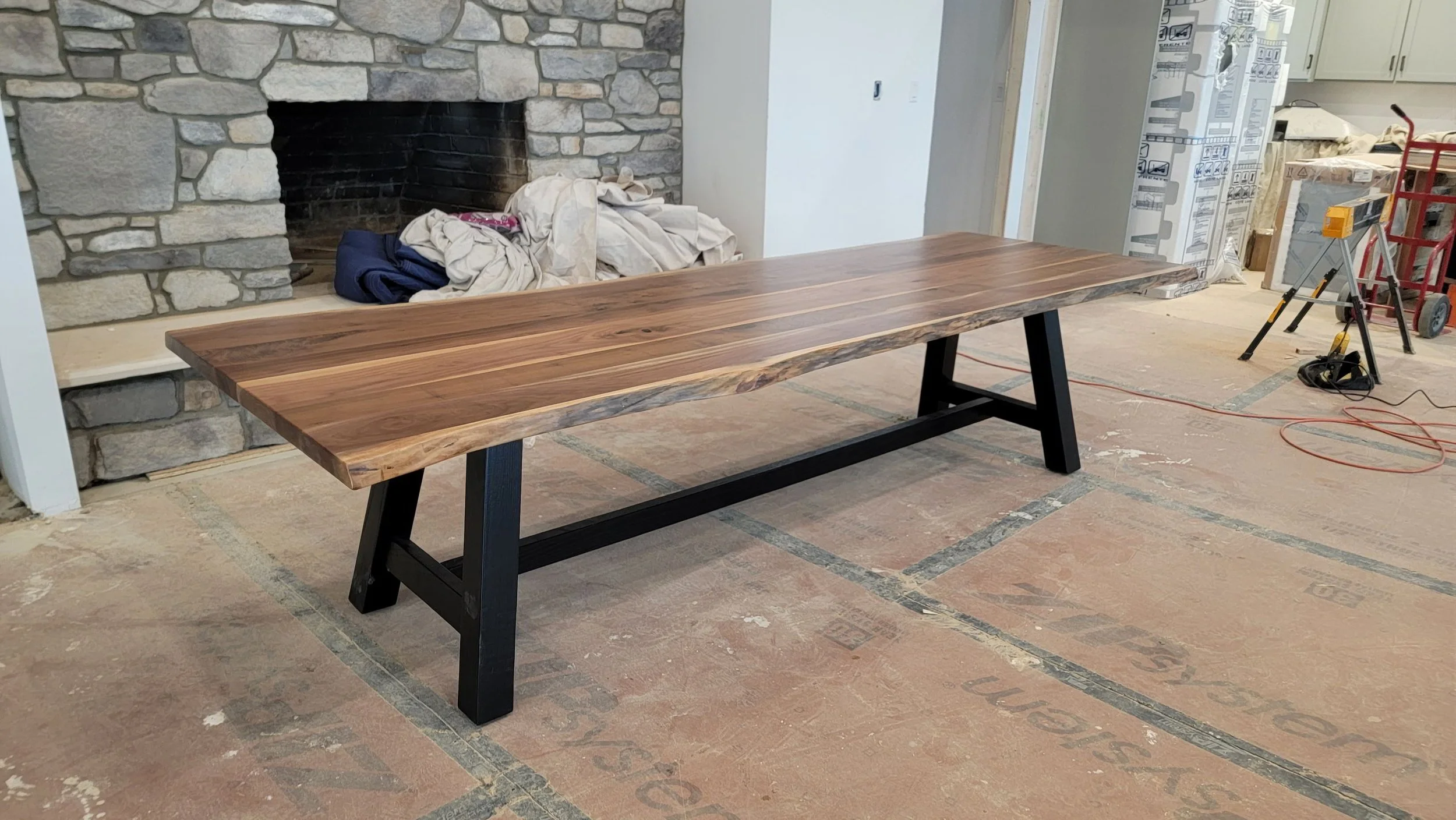Live Edge Black Walnut Dining Table with 4 Leg Pedestal Base — EZ ...