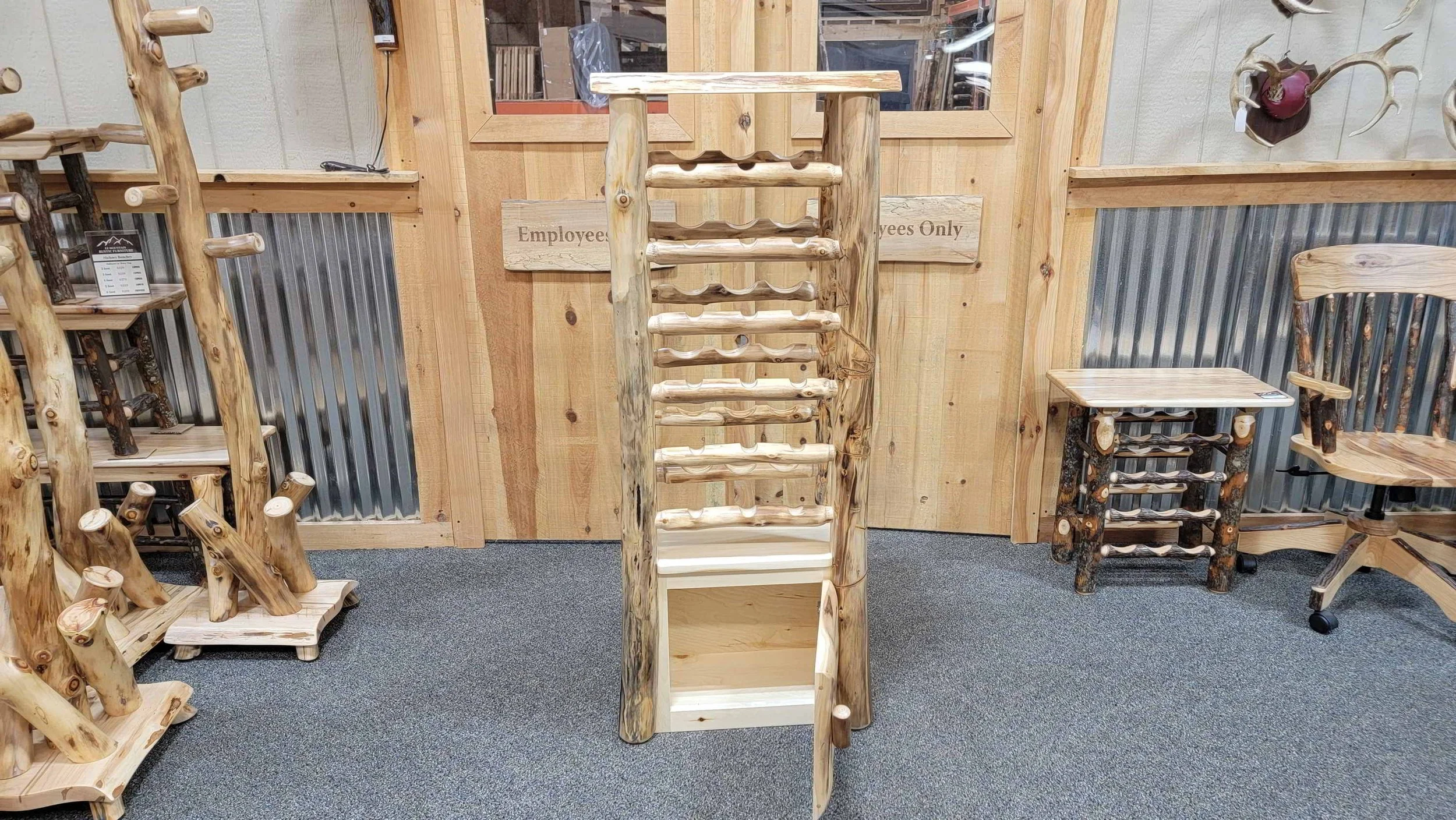 Aspen Wine Rack with Storage — EZ Mountain Rustic Furniture