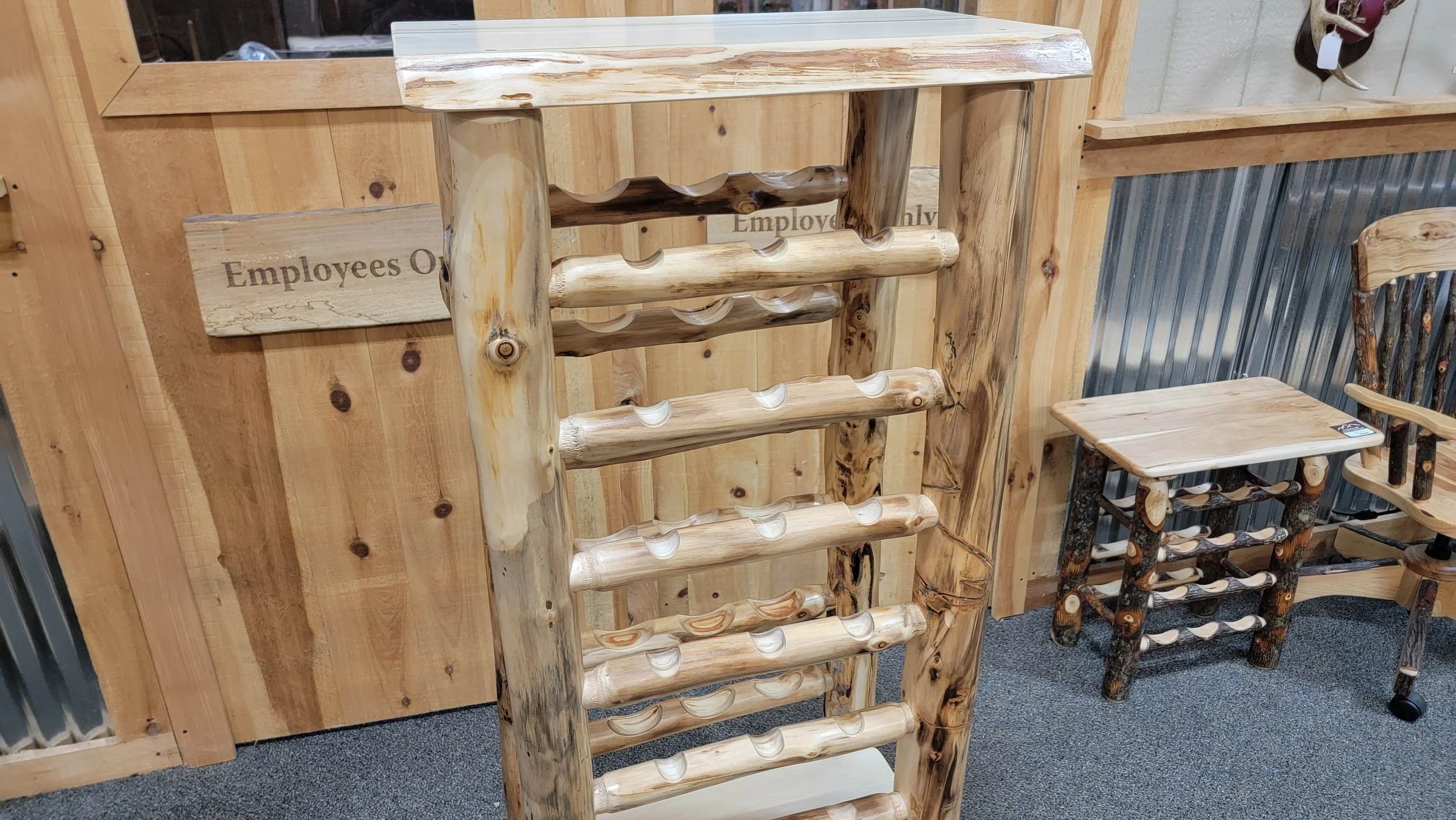 Aspen Wine Rack with Storage — EZ Mountain Rustic Furniture