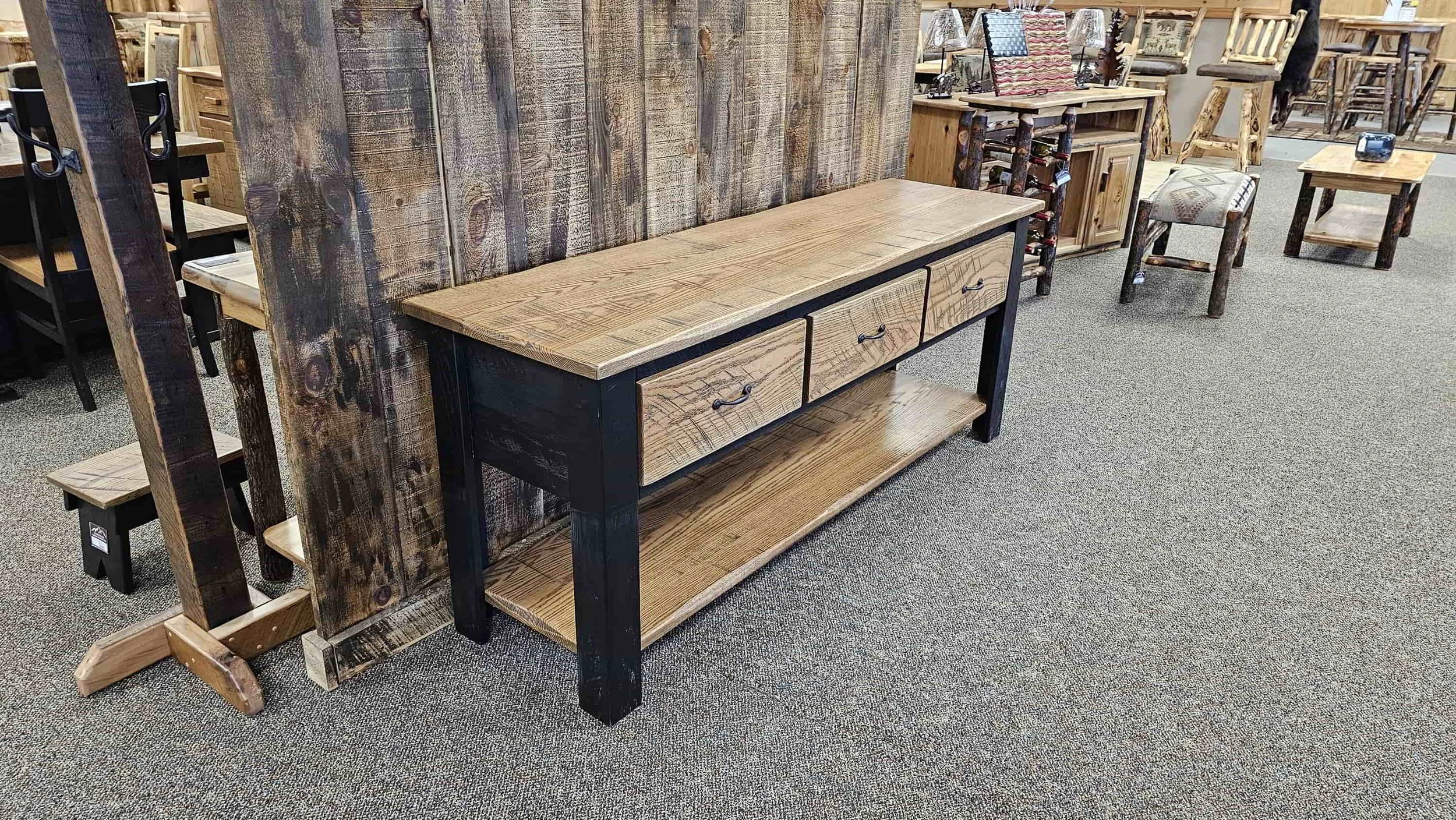 Rough Cut Buffet with 3 Drawers — EZ Mountain Rustic Furniture