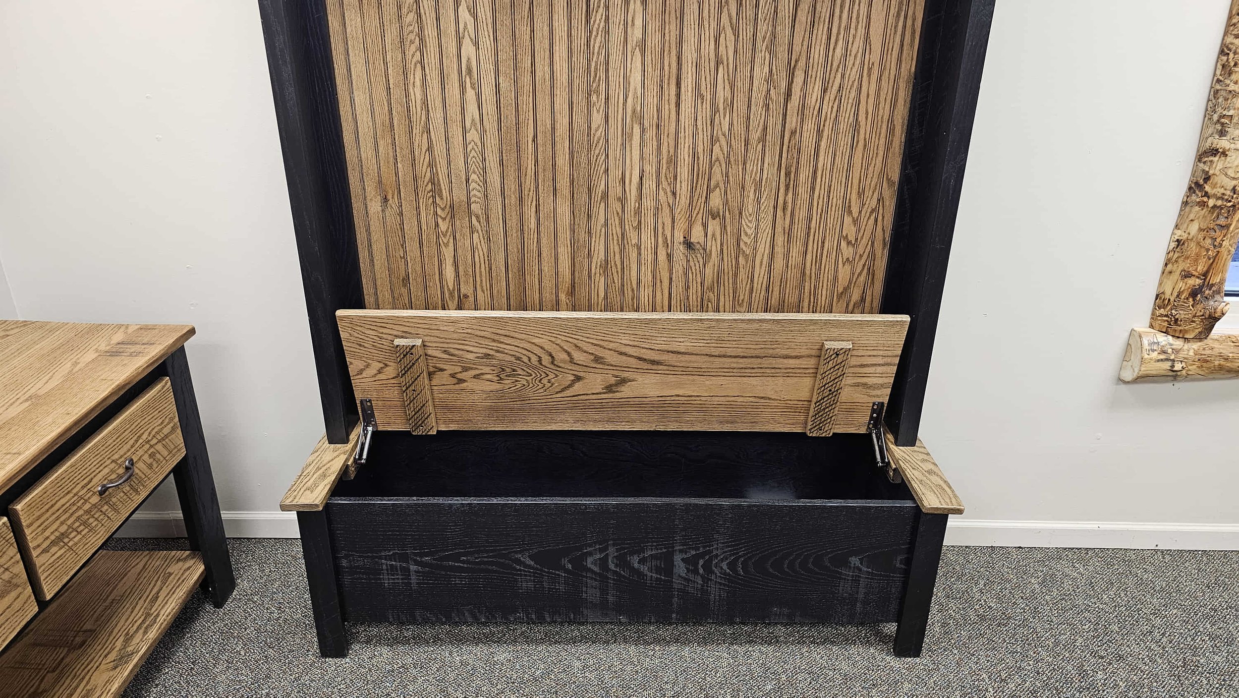 Rough Cut Oak Coat Tree Bench — EZ Mountain Rustic Furniture