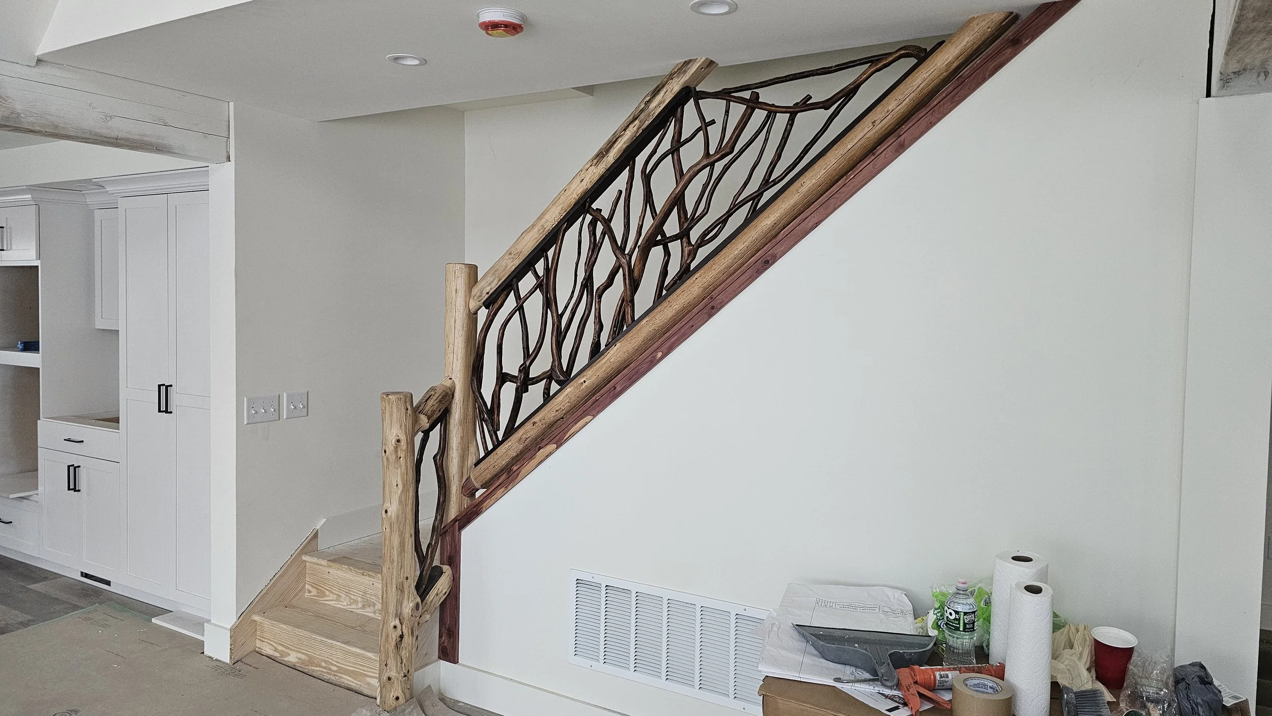 Red Cedar Railing Red Cedar Stained Twig Railing — EZ Mountain Rustic Furniture