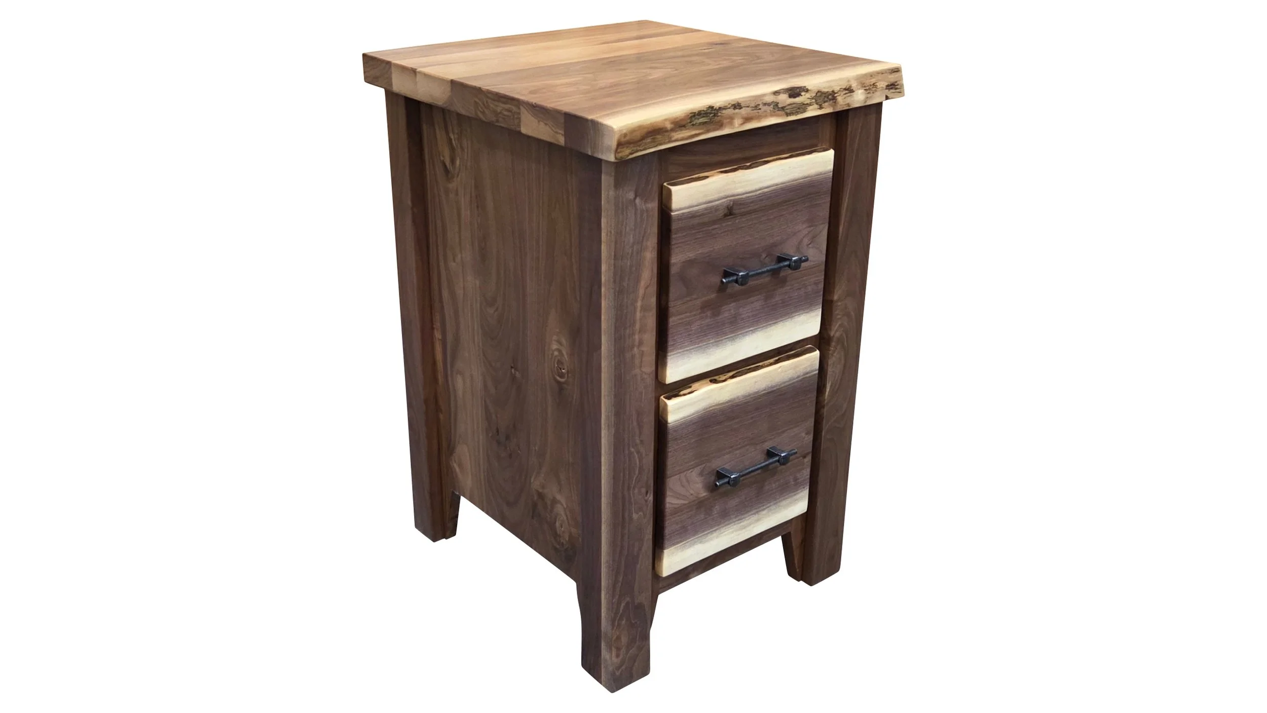 Black Walnut Live Edge 2 Drawer Nightstand