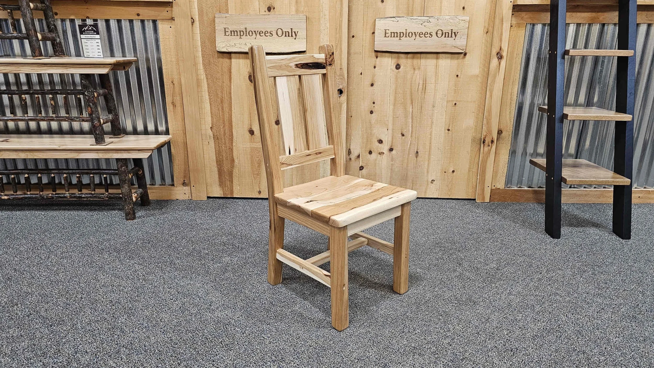 Hack Back Chair Hickory Board Back Chair — EZ Mountain Rustic Furniture