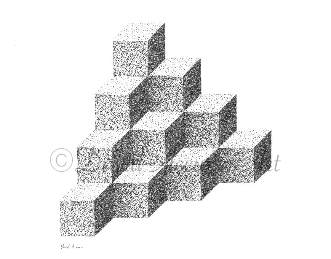 Stack of Cubes Stippling Art Print — David Accurso Art