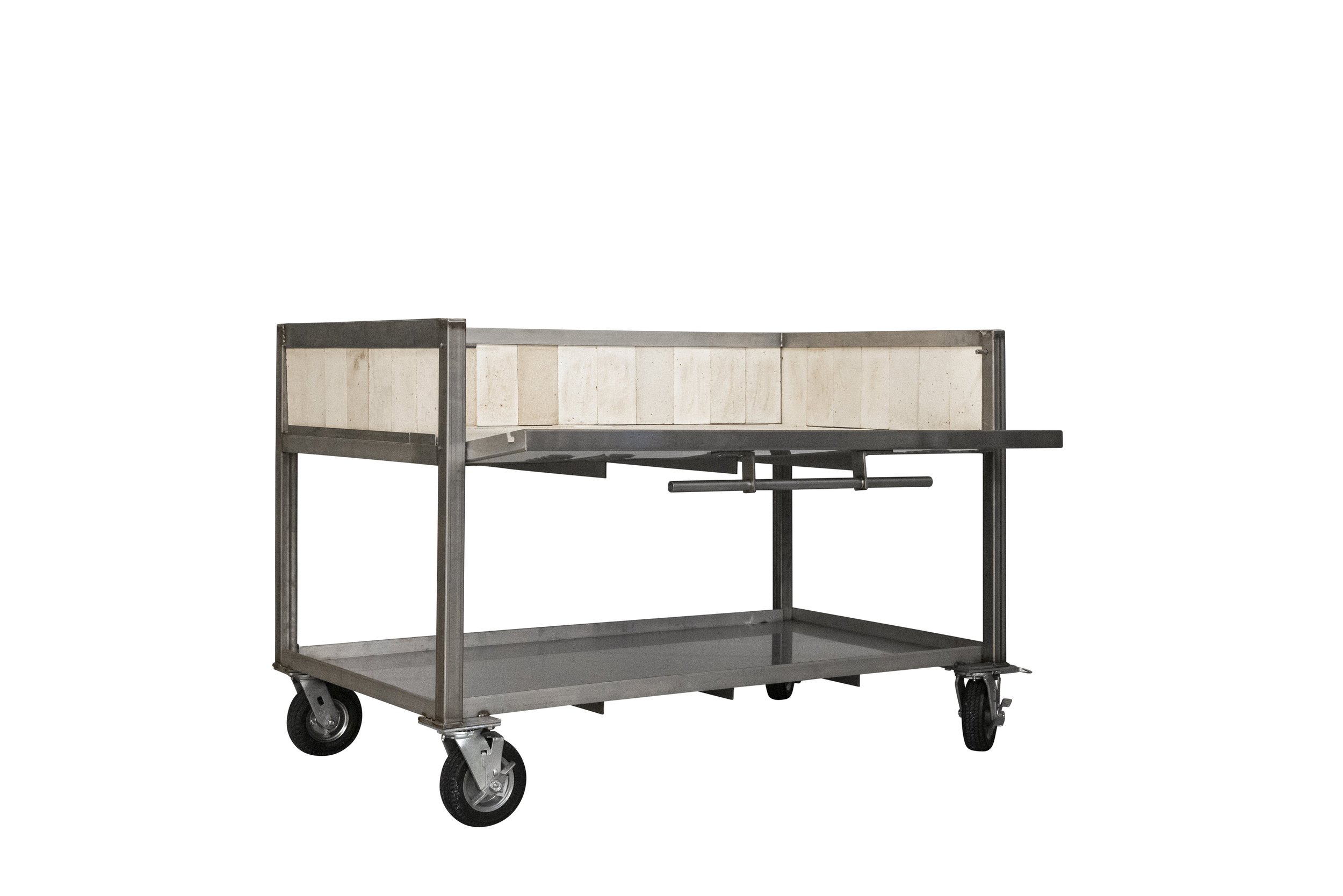 Fire Cart with beige fire brick baser and Front door open
